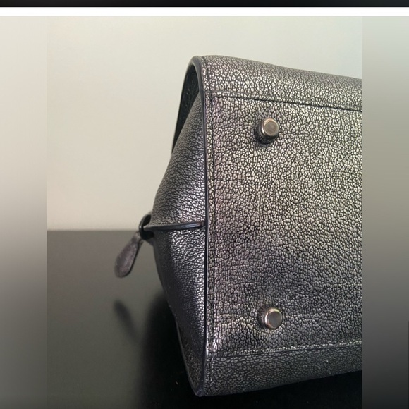 COACH Nolita Gunmetal Metallic Pebble Leather Satchel Shoulder Bag Excellent - Picture 4 of 13